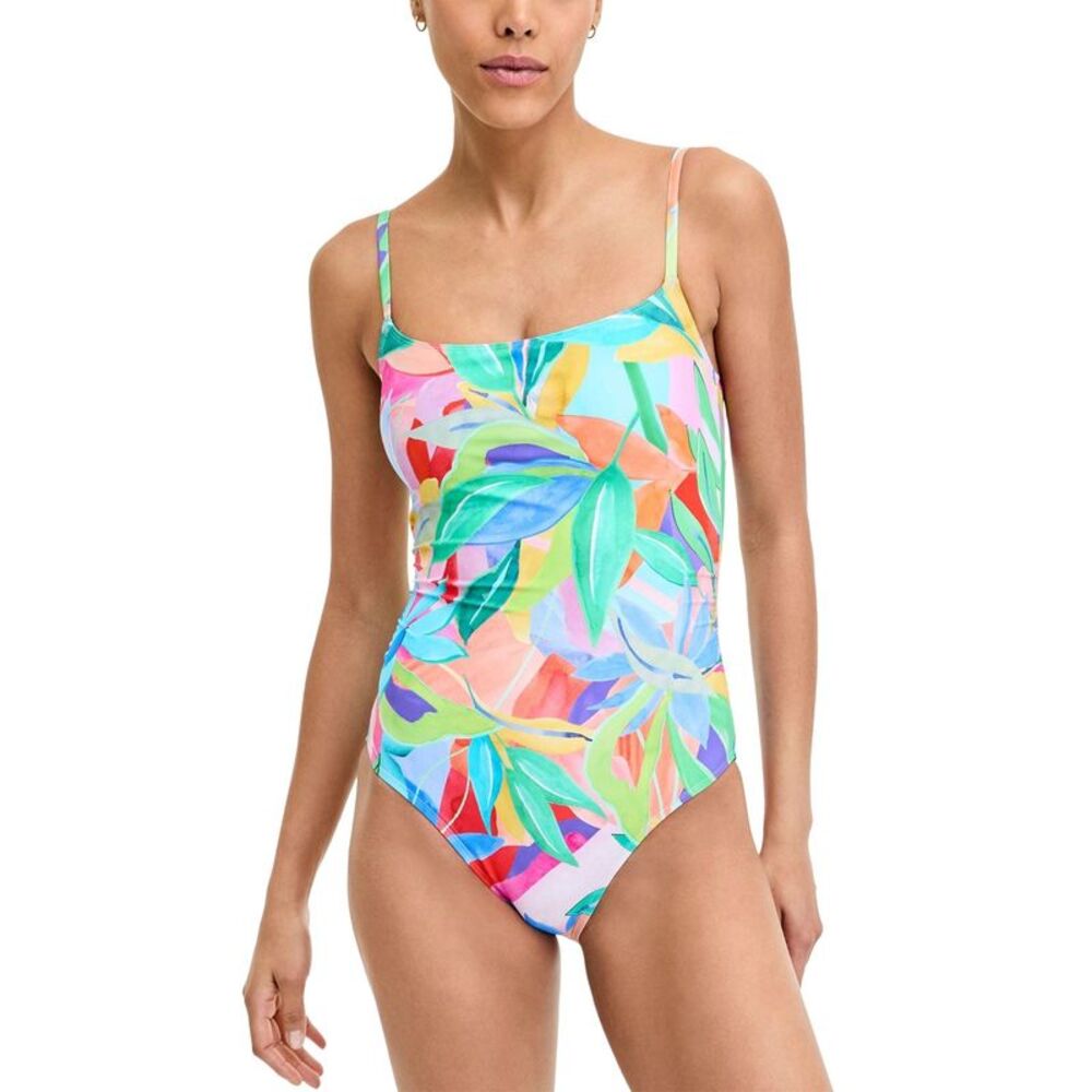 La Blanca Womens Tropi-Flage Printed Scoop-Neck One-Piece Swimsuit 14 Multi  NWT